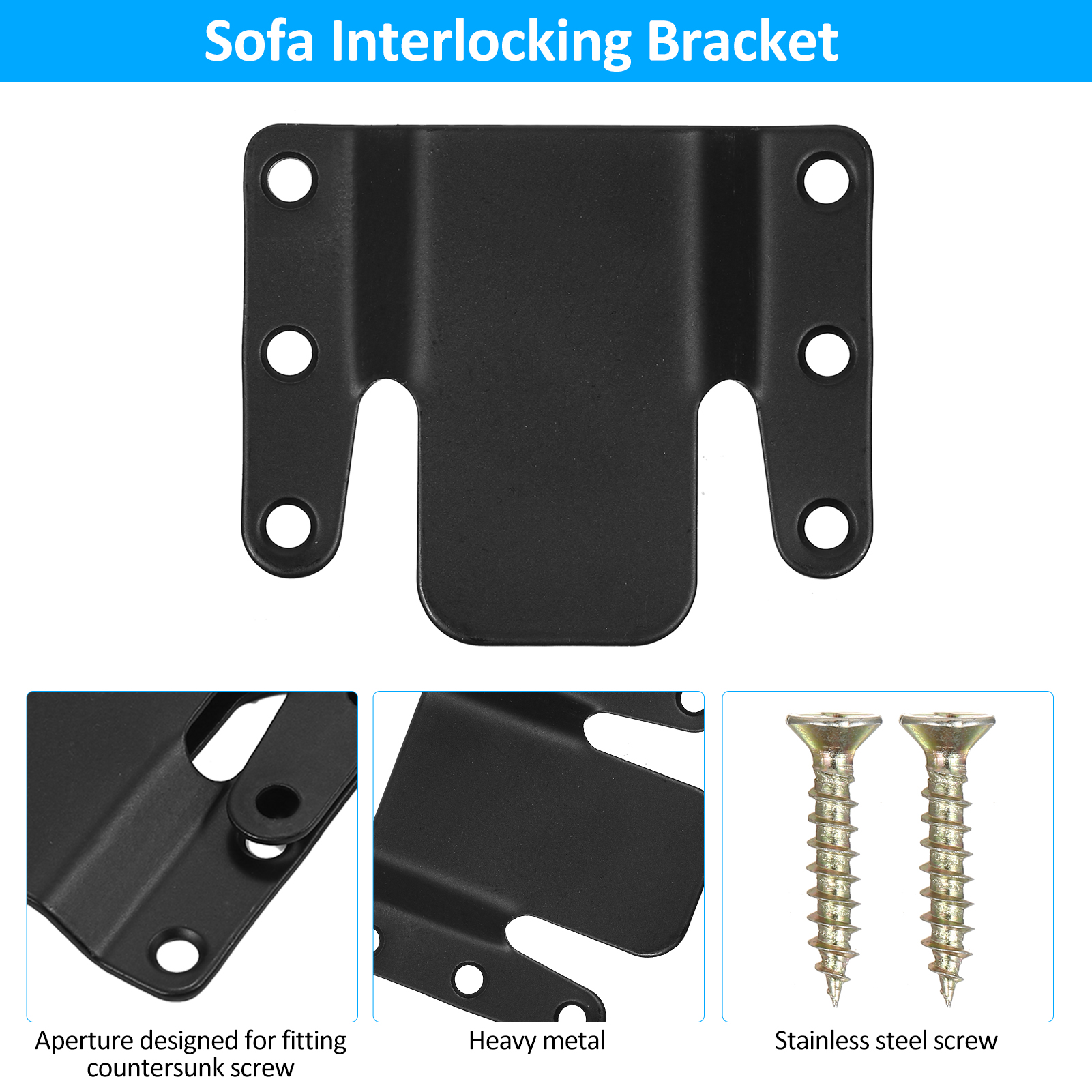 4Pcs Sectional Couch Connectors, Universal Sectional Sofa Interlocking,  Easy To Install Couch Clips For Sectionals Sturdy Furniture Connectors Sofa  Connector Bracket With Screw 
